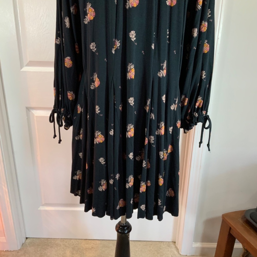 Free People Winter Sun Printed Floral Boho Black Tunic Dress Size Small - Picture 7 of 11